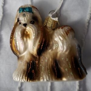 Elegant Brown and Cream Dog Ornament Old World Christmas